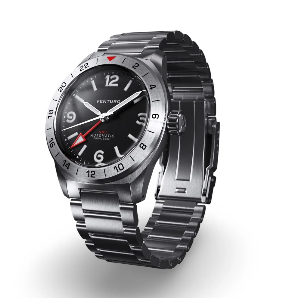 VENTURO Field Watch GMT - Black Dial Blue Lume thumbnail 3