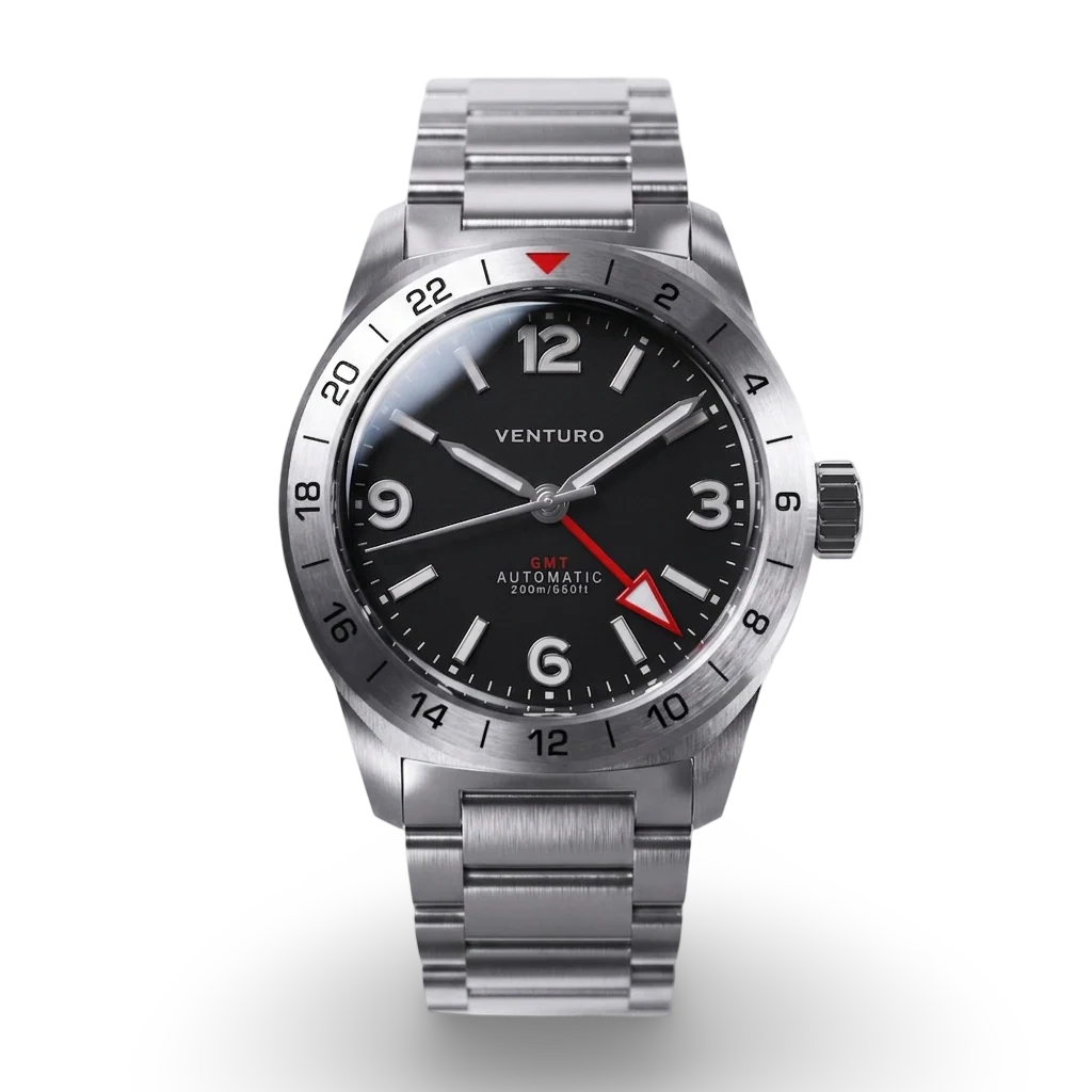 VENTURO Field Watch GMT - Black Dial Blue Lume thumbnail 4