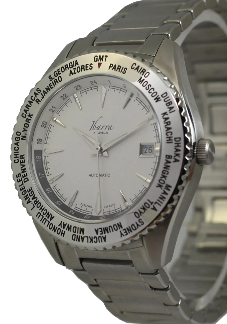 SALVADOR 40MM WORLD TIMER AUTOMATIC STEEL DRESS WATCH (WHITE DIAL) thumbnail 2