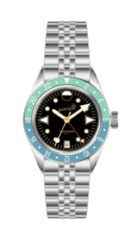 Oceanguard GMT - Jet Black w/ Coral and Turquoise Bezel