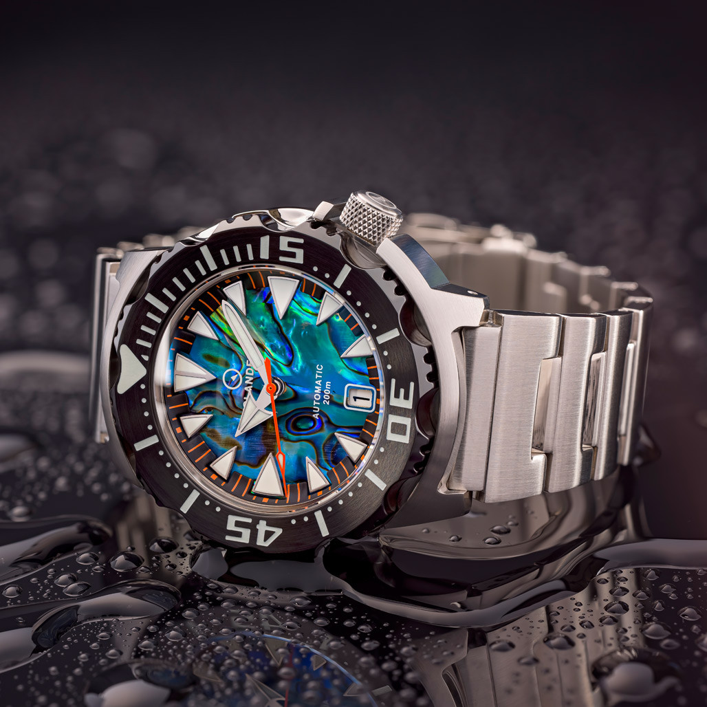 Islander Abalone Dial Automatic Dive Watch with DLC Bezel #ISL-141 thumbnail 2