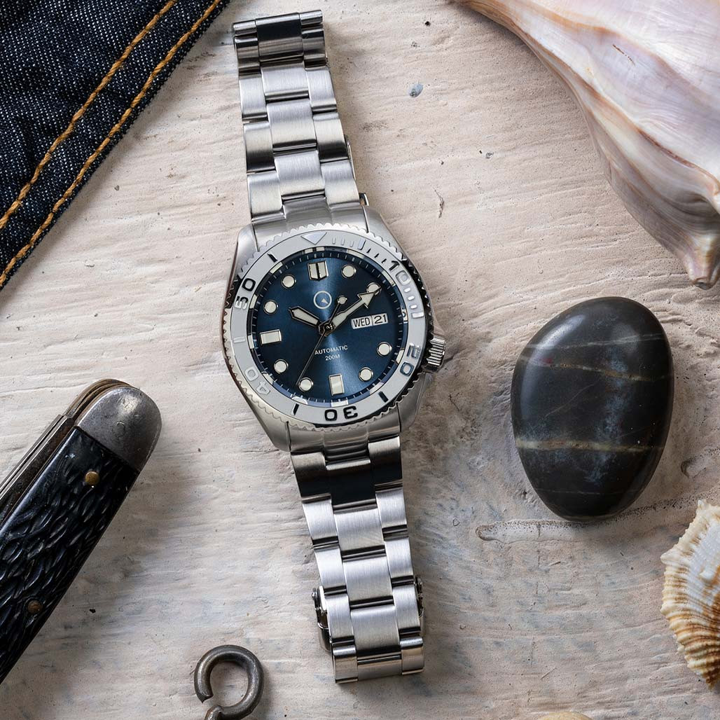 Islander Automatic Dive Watch with Bracelet, Double-Domed AR Sapphire Crystal, and Embossed Ceramic Bezel Insert #ISL-18 thumbnail 2
