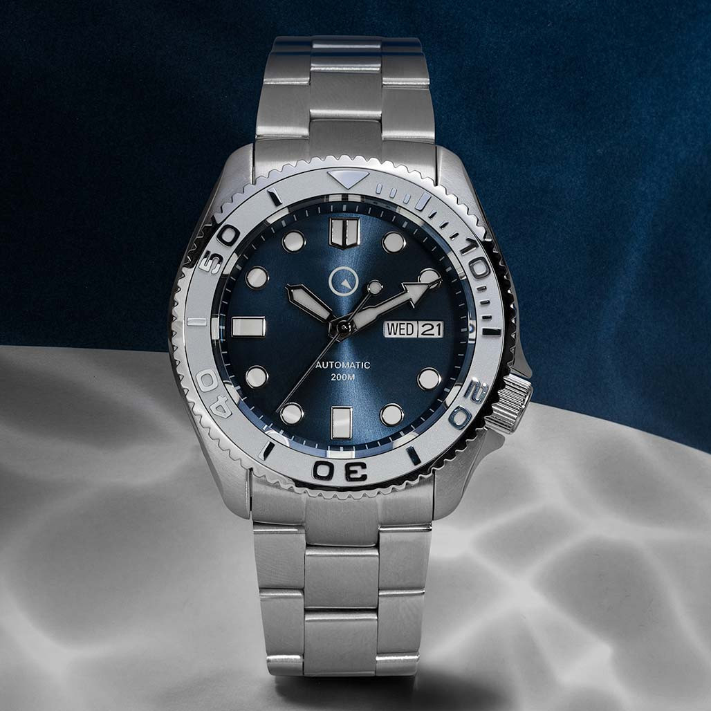 Islander Automatic Dive Watch with Bracelet, Double-Domed AR Sapphire Crystal, and Embossed Ceramic Bezel Insert #ISL-18 thumbnail 3