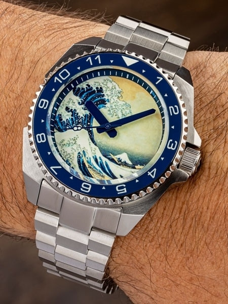 Islander Luminous Wave Dial Automatic Dive Watch with AR Double-Dome Sapphire Crystal, and Luminous Ceramic Bezel Insert #ISL-62 thumbnail 3
