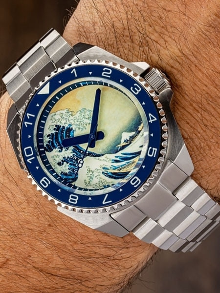 Islander Luminous Wave Dial Automatic Dive Watch with AR Double-Dome Sapphire Crystal, and Luminous Ceramic Bezel Insert #ISL-62 thumbnail 4