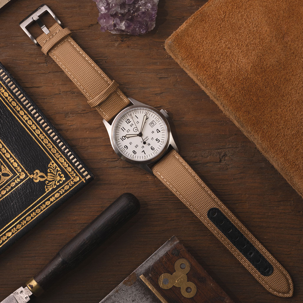 Islander Mitchel Automatic Field Watch with Nylon Weave Strap and an AR Sapphire Crystal #ISL-40 thumbnail 2