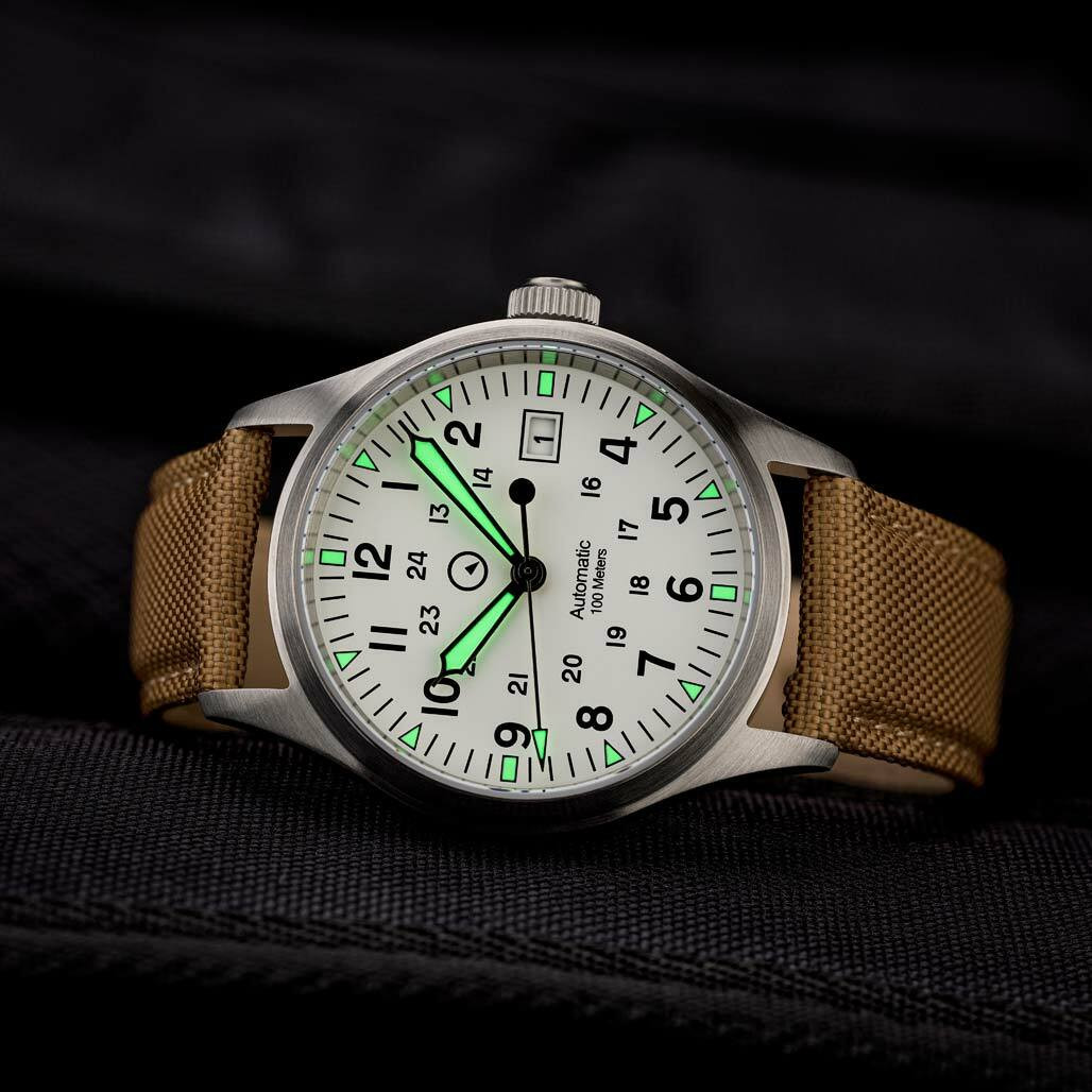 Islander Mitchel Automatic Field Watch with Nylon Weave Strap and an AR Sapphire Crystal #ISL-40 thumbnail 4