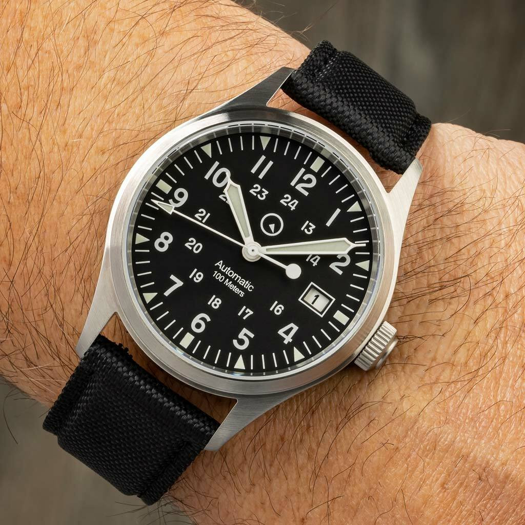 Islander Mitchel Automatic Field Watch with Nylon Weave Strap and an AR Sapphire Crystal #ISL-41 thumbnail 2