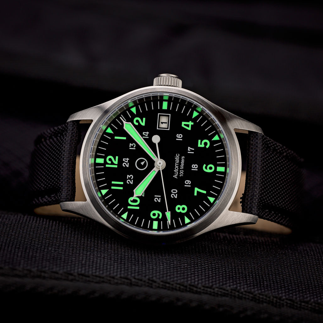 Islander Mitchel Automatic Field Watch with Nylon Weave Strap and an AR Sapphire Crystal #ISL-41 thumbnail 3