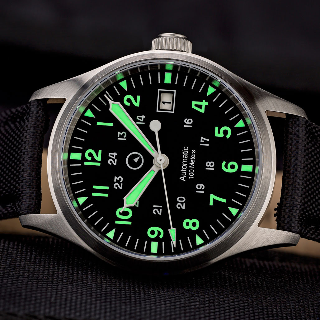 Islander Mitchel Automatic Field Watch with Nylon Weave Strap and an AR Sapphire Crystal #ISL-41 thumbnail 4