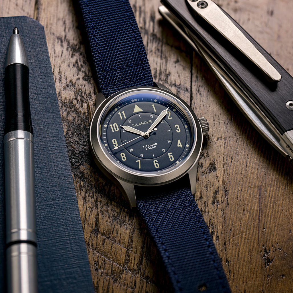 Islander Babylon HV1000 Titanium Solar Field Watch with Blue Dial #ISL-334 thumbnail 2