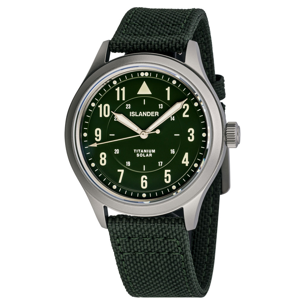 Islander Babylon HV1000 Titanium Solar Field Watch with Olive Dial #ISL-335 selected view