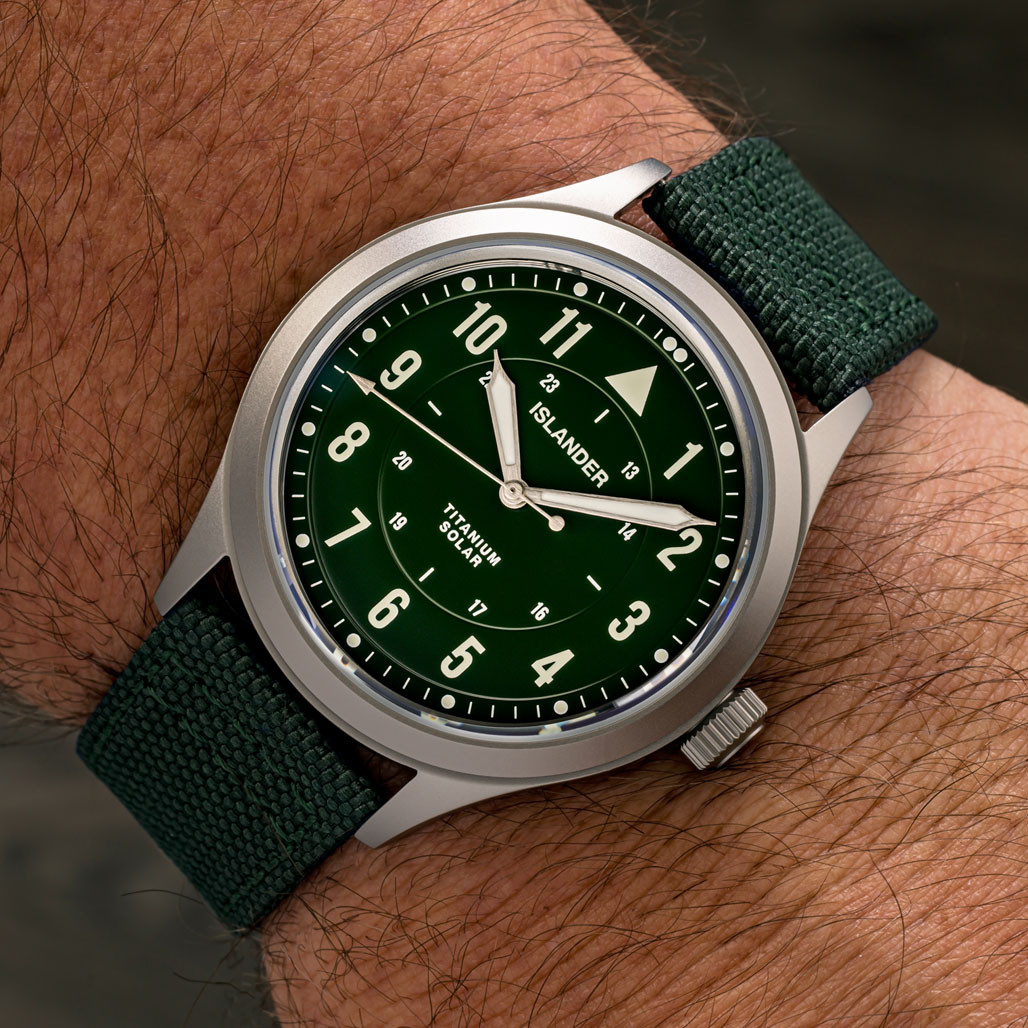 Islander Babylon HV1000 Titanium Solar Field Watch with Olive Dial #ISL-335 thumbnail 3