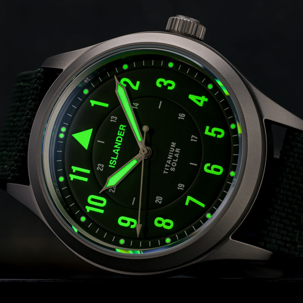 Islander Babylon HV1000 Titanium Solar Field Watch with Olive Dial #ISL-335 thumbnail 4