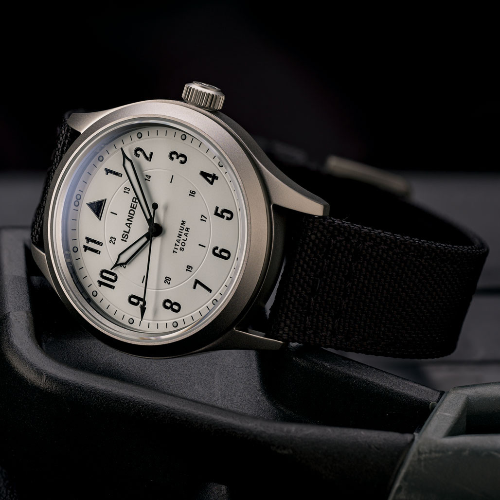 Islander Babylon HV1000 Titanium Solar Field Watch with White Dial #ISL-332 thumbnail 2