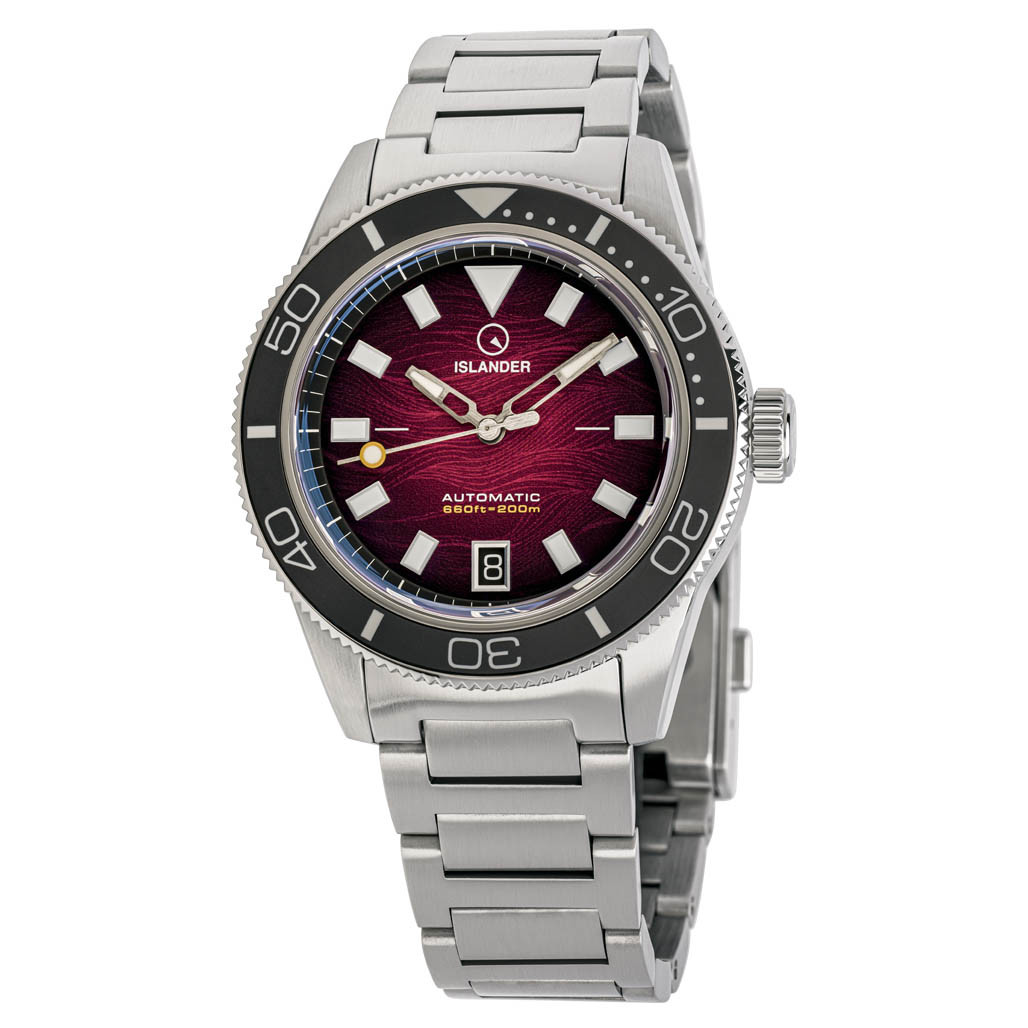 Islander Bayport Automatic Dive Watch with Maroon Wave Dial #ISL-310 selected view