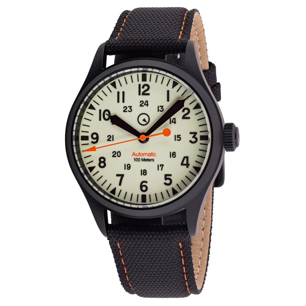 Islander Mitchel Black DLC Automatic Field Watch with Luminous Dial, AR Sapphire Crystal #ISL-83 selected view