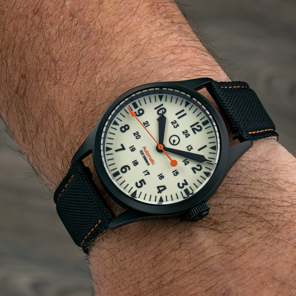 Islander Mitchel Black DLC Automatic Field Watch with Luminous Dial, AR Sapphire Crystal #ISL-83 thumbnail 3
