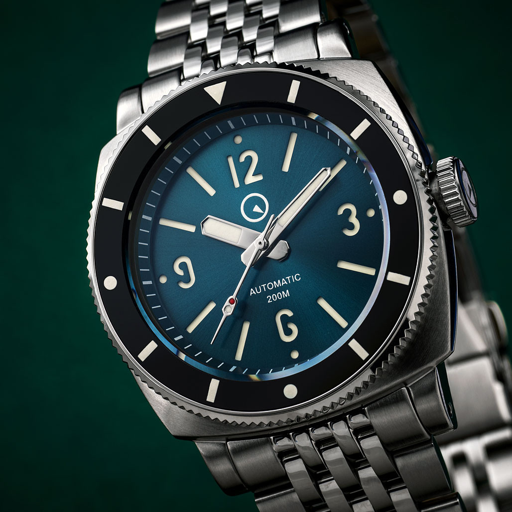 Islander Blue-Green Sandwich Dial Automatic Dive Watch with AR Sapphire Crystal, and Luminous Ceramic Bezel Insert #ISL-79 thumbnail 4