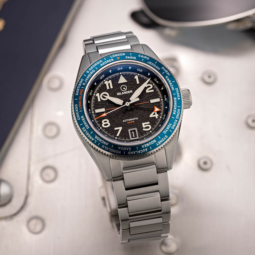 Islander Calabro GMT World Time Automatic Watch with Anthracite Dial #ISL-316 thumbnail 2