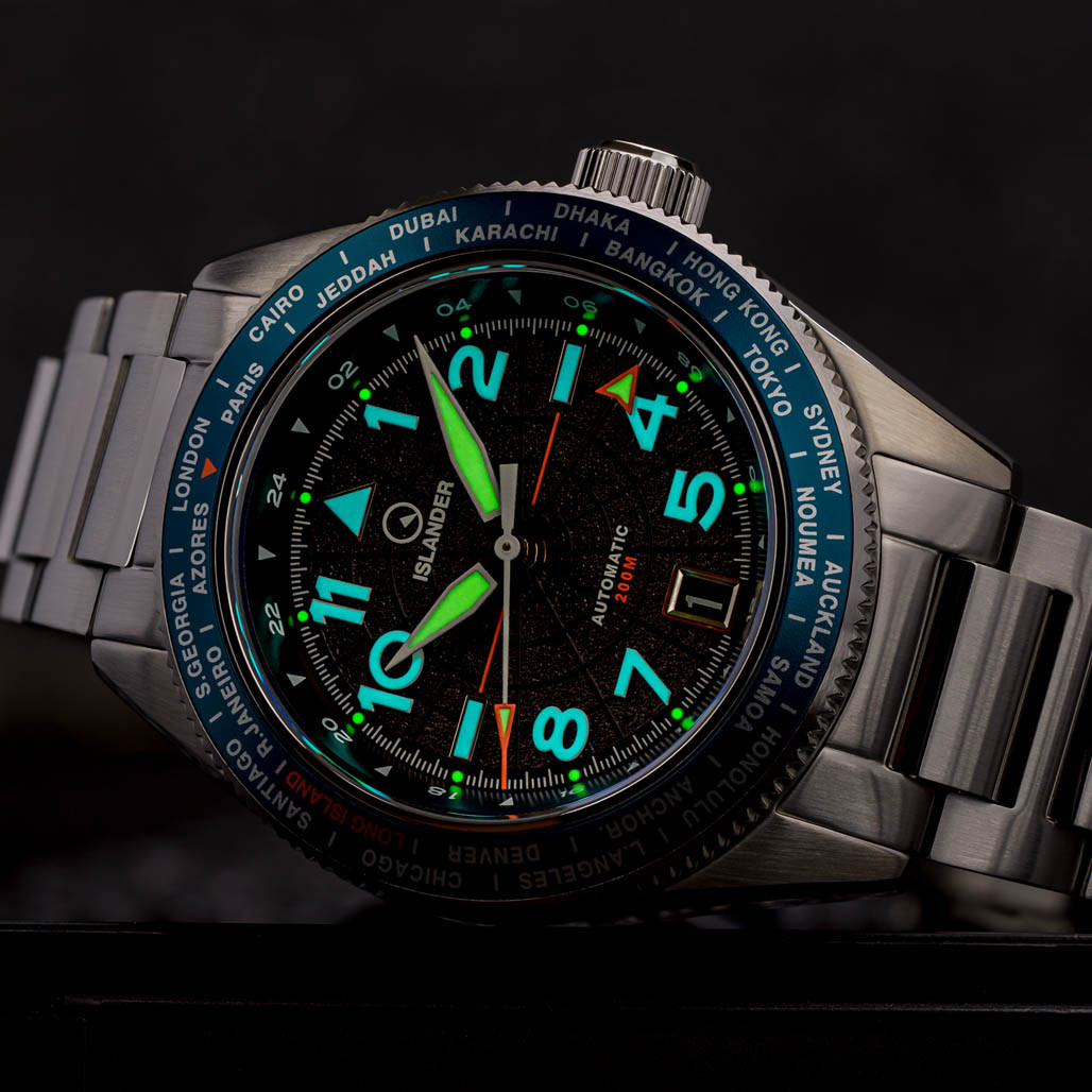 Islander Calabro GMT World Time Automatic Watch with Anthracite Dial #ISL-316 thumbnail 4