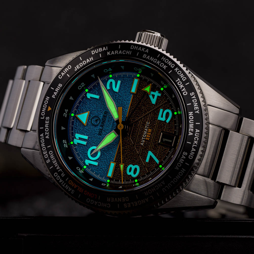 Islander Calabro GMT World Time Automatic Watch with Attitude Indicator Dial #ISL-318 thumbnail 4