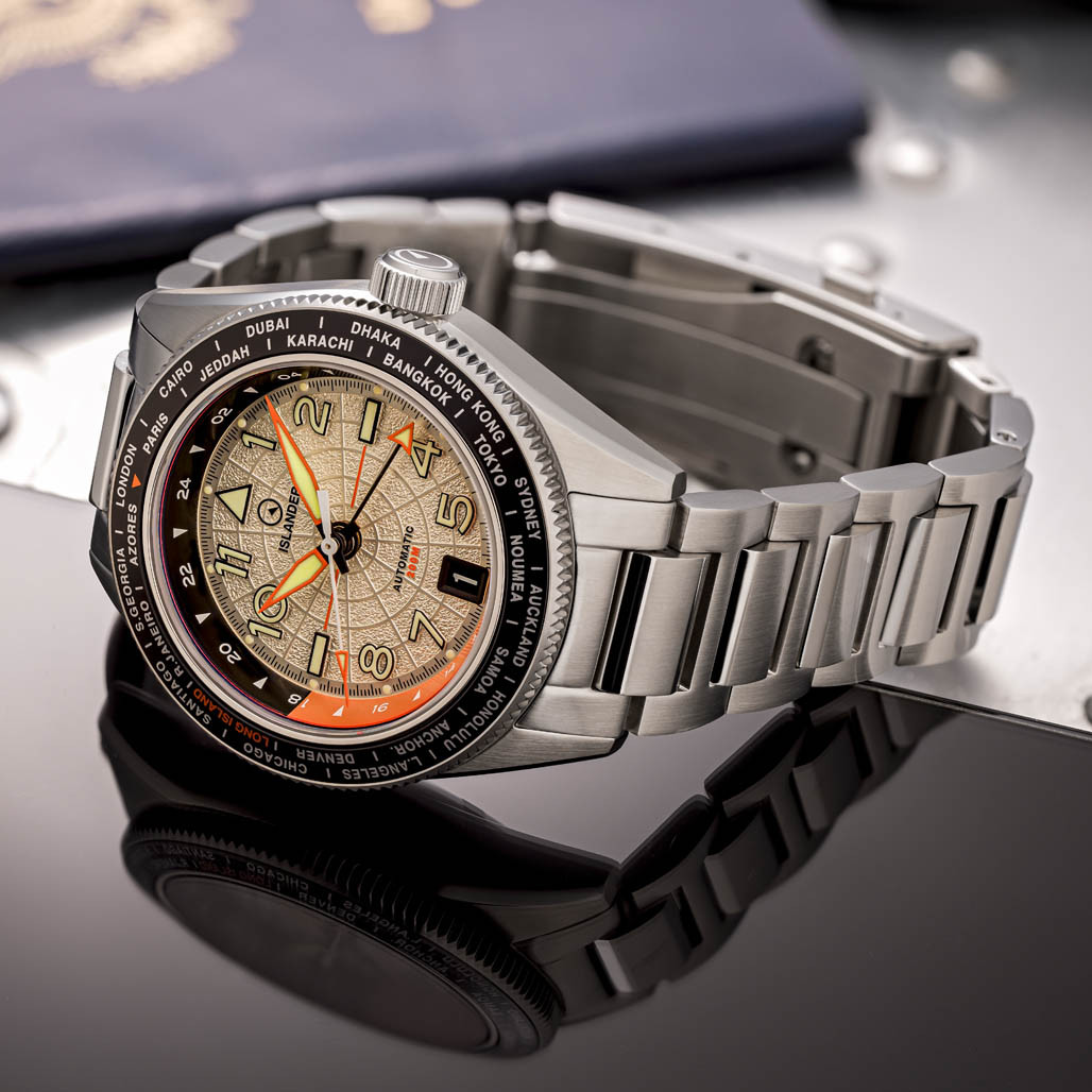 Islander Calabro GMT World Time Automatic Watch with Silver Dial #ISL-317 thumbnail 2