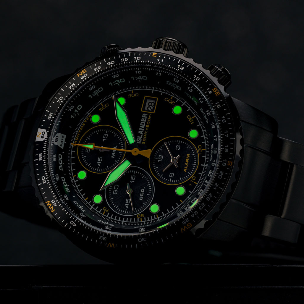 Islander Calverton Flight Chronograph Alarm Watch in IP Black #ISL-326 thumbnail 3