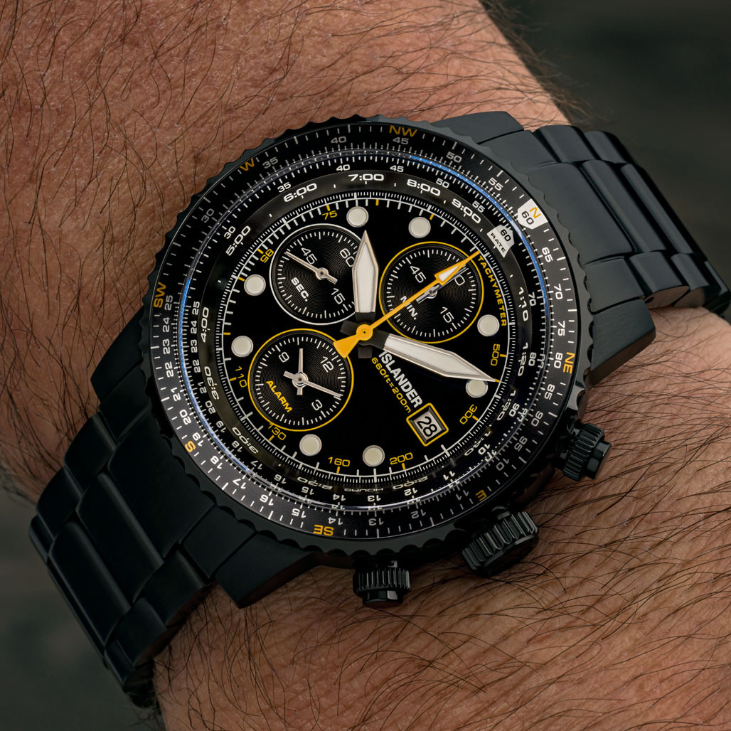 Islander Calverton Flight Chronograph Alarm Watch in IP Black #ISL-326 thumbnail 4