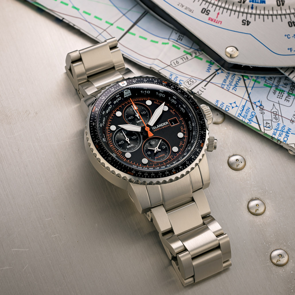 Islander Calverton Flight Chronograph Alarm Watch with Black Dial #ISL-282 thumbnail 2