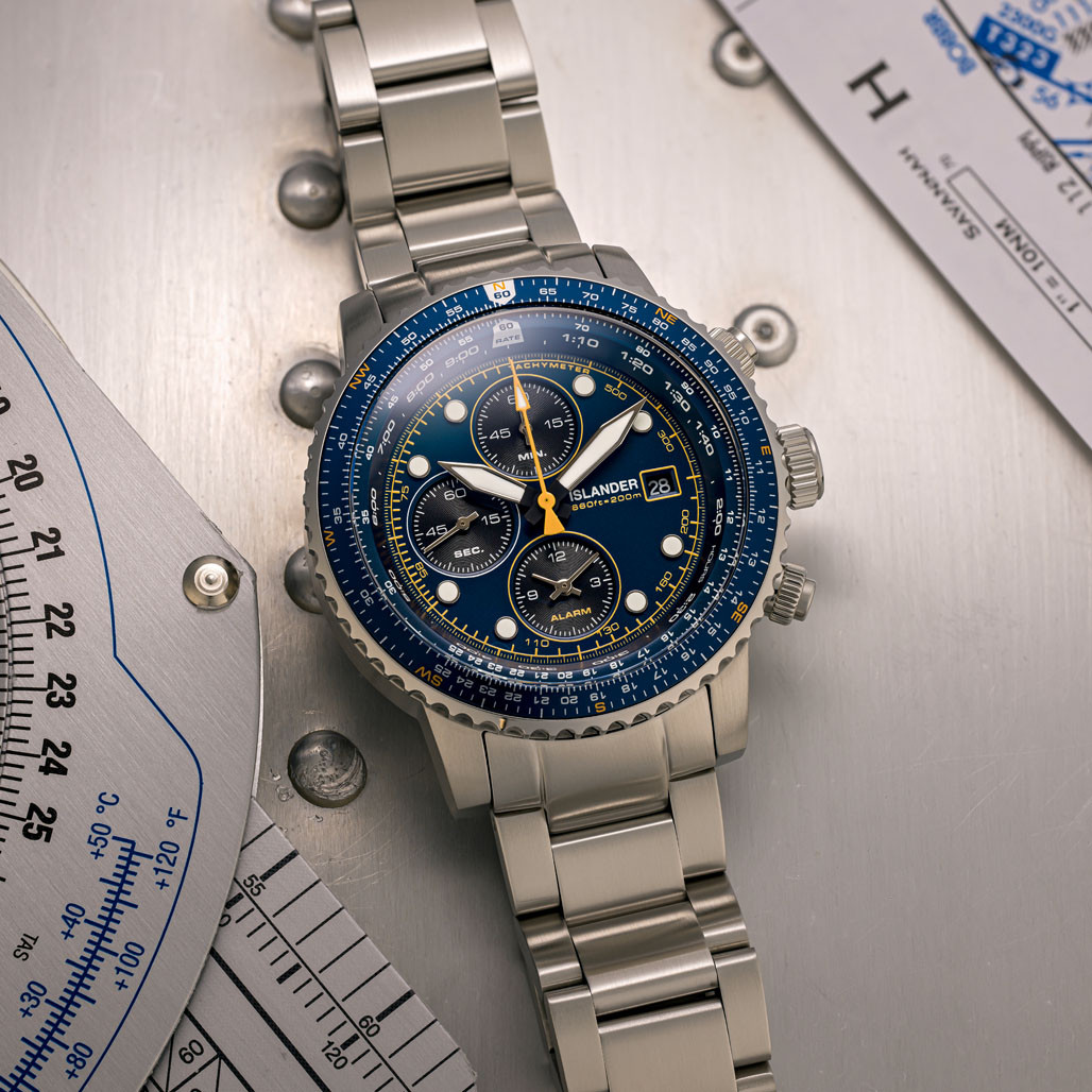 Islander Calverton Flight Chronograph Alarm Watch with Blue Dial #ISL-283 thumbnail 2