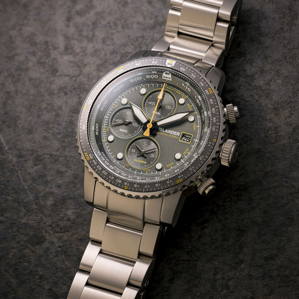 Islander Calverton Flight Chronograph Alarm Watch with Grey Dial #ISL-325 thumbnail 2