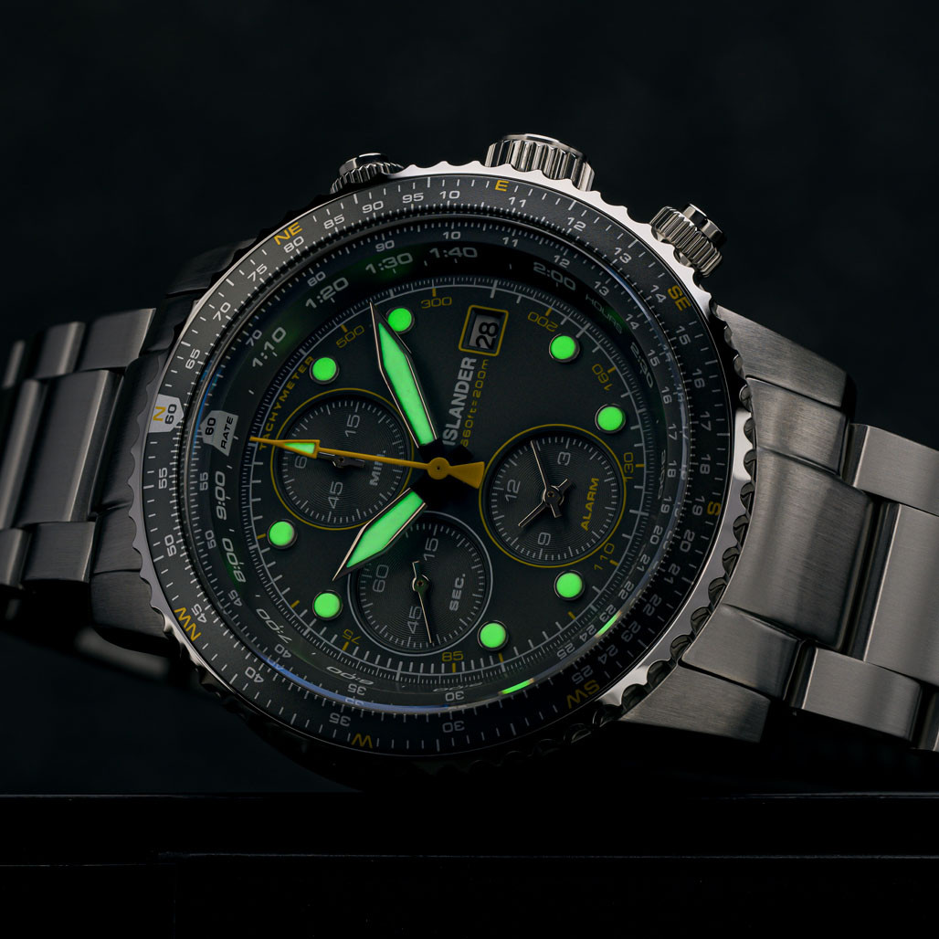 Islander Calverton Flight Chronograph Alarm Watch with Grey Dial #ISL-325 thumbnail 3