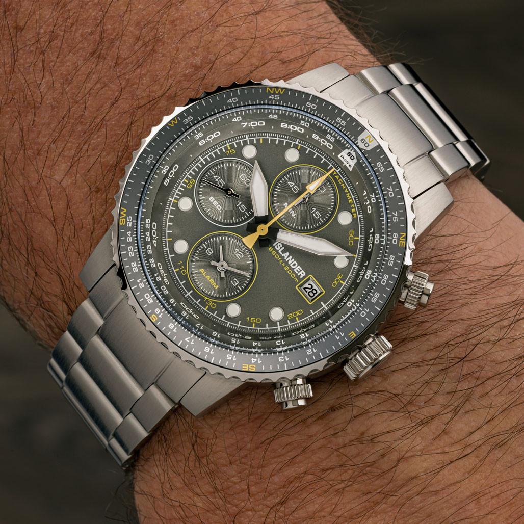Islander Calverton Flight Chronograph Alarm Watch with Grey Dial #ISL-325 thumbnail 4