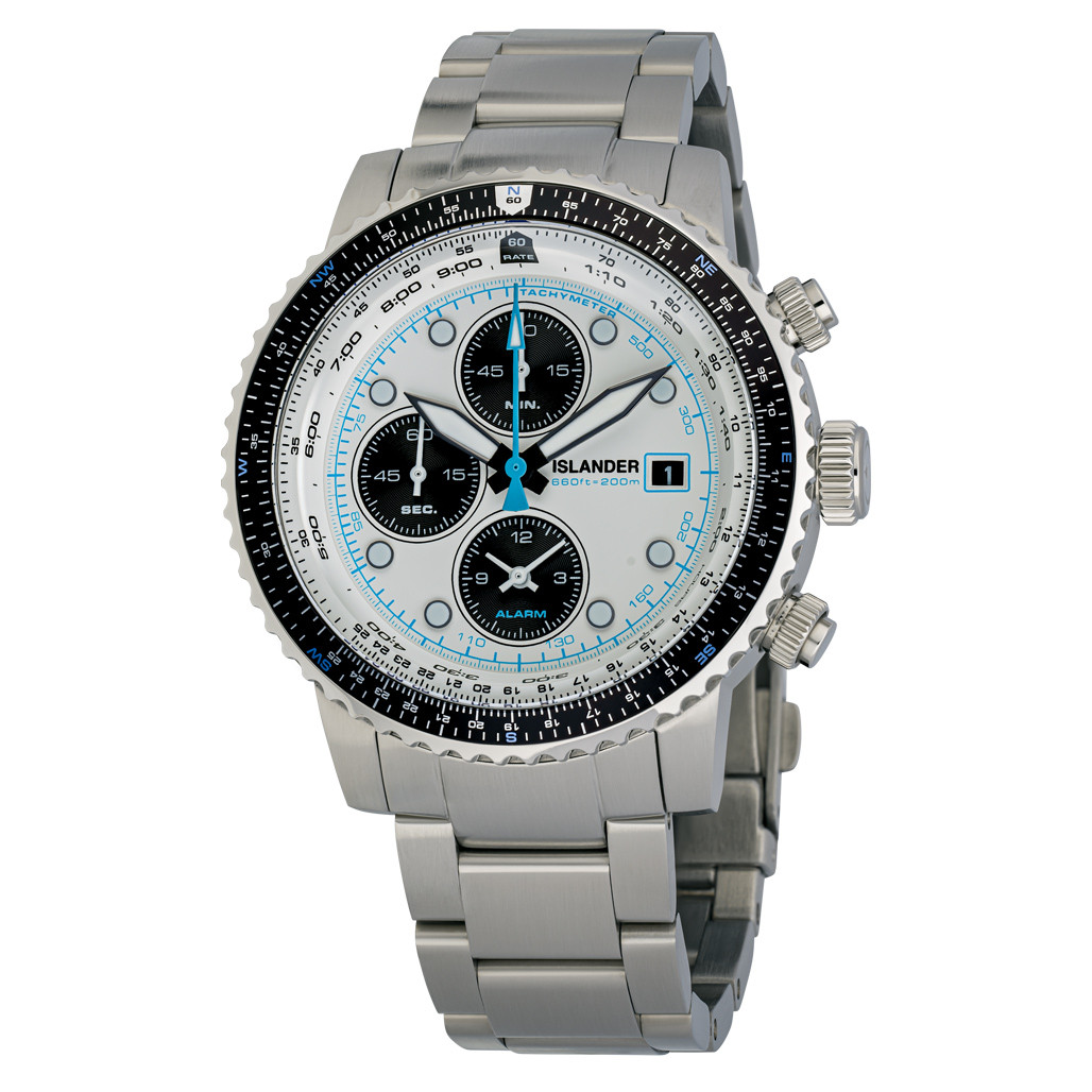 Islander Calverton Flight Chronograph Alarm Watch with White Dial #ISL-284 selected view