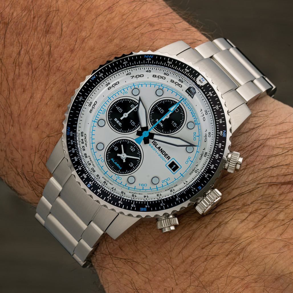 Islander Calverton Flight Chronograph Alarm Watch with White Dial #ISL-284 thumbnail 3