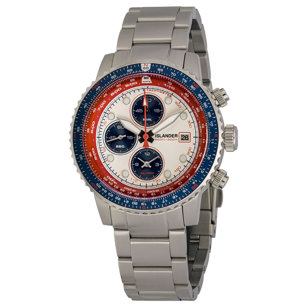 Islander Calverton Flight Chronograph Alarm Watch with White Dial #ISL-324 selected view