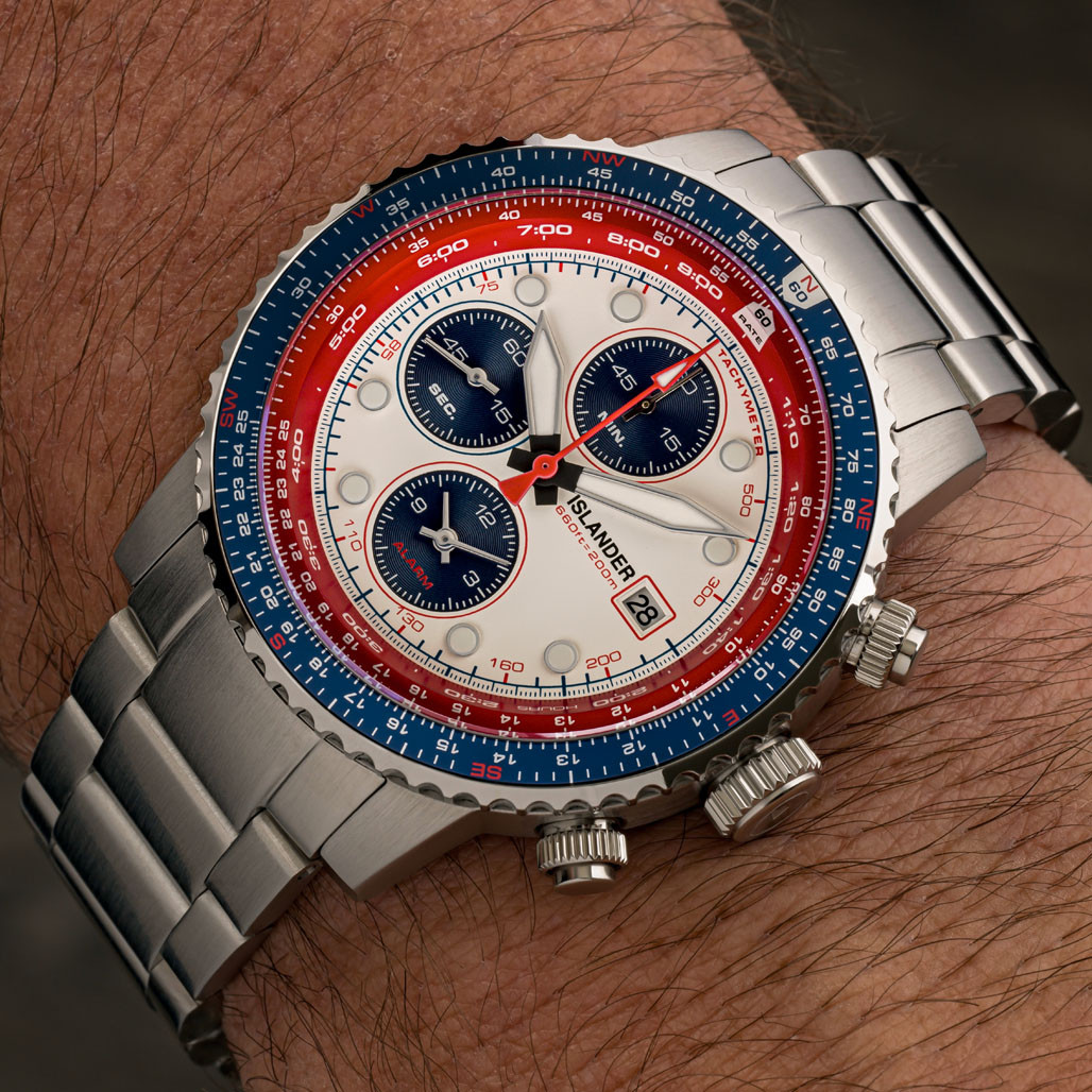 Islander Calverton Flight Chronograph Alarm Watch with White Dial #ISL-324 thumbnail 4