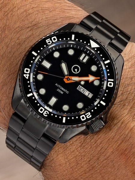 Islander Black Dial Automatic Dive Watch with DLC Case and Bracelet, AR Sapphire Crystal, and Luminous Ceramic Bezel Insert #ISL-34 thumbnail 2