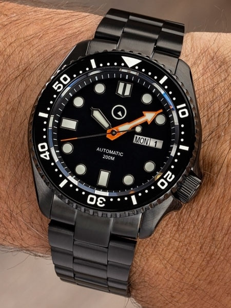 Islander Black Dial Automatic Dive Watch with DLC Case and Bracelet, AR Sapphire Crystal, and Luminous Ceramic Bezel Insert #ISL-34 thumbnail 3