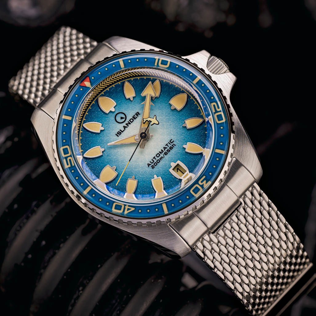 Islander Hudson "Harpoon Diver" 40mm Watch with Degrading Sea Blue Dial #ISL-303 thumbnail 3