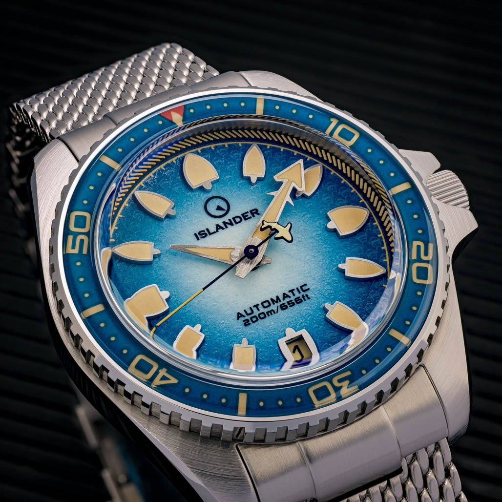 Islander Hudson "Harpoon Diver" 40mm Watch with Degrading Sea Blue Dial #ISL-303 thumbnail 4