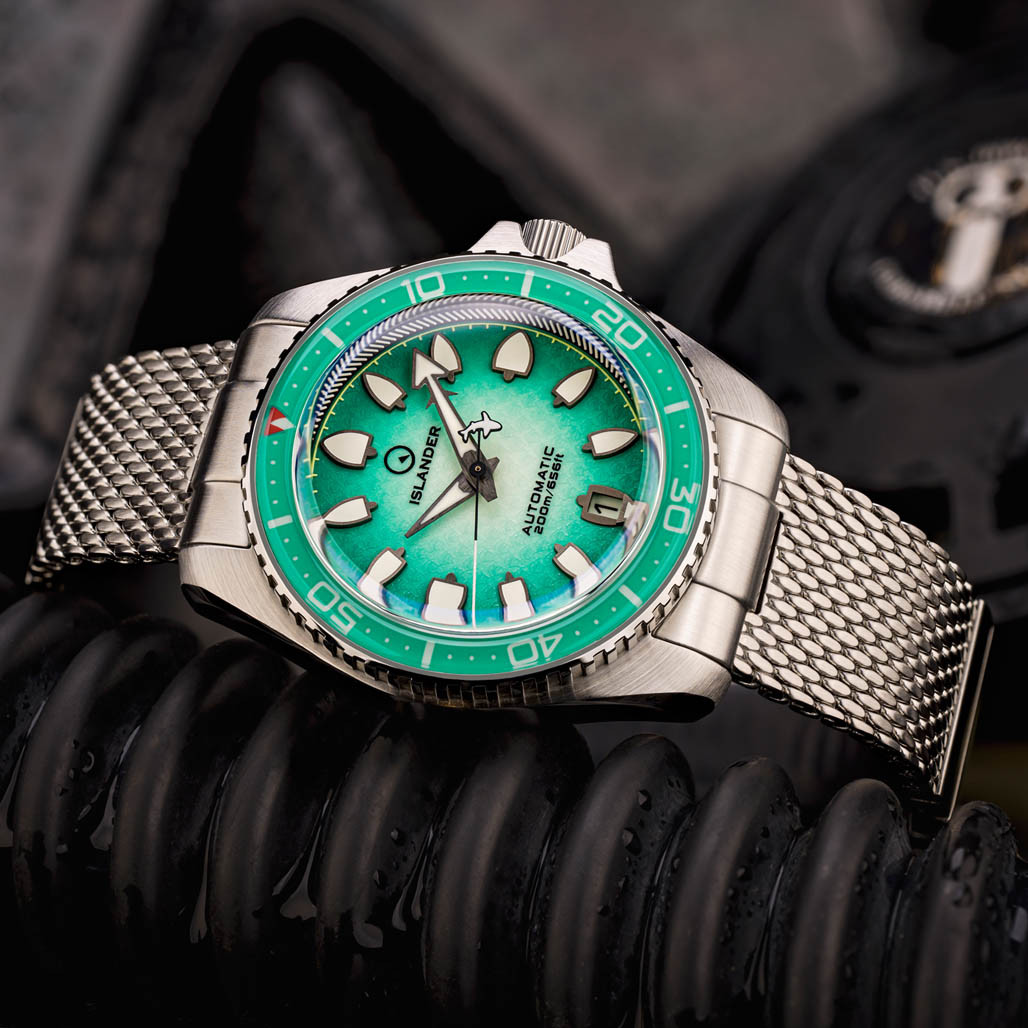 Islander Hudson "Harpoon Diver" 40mm Watch with Degrading Sea Green Dial #ISL-305 thumbnail 3