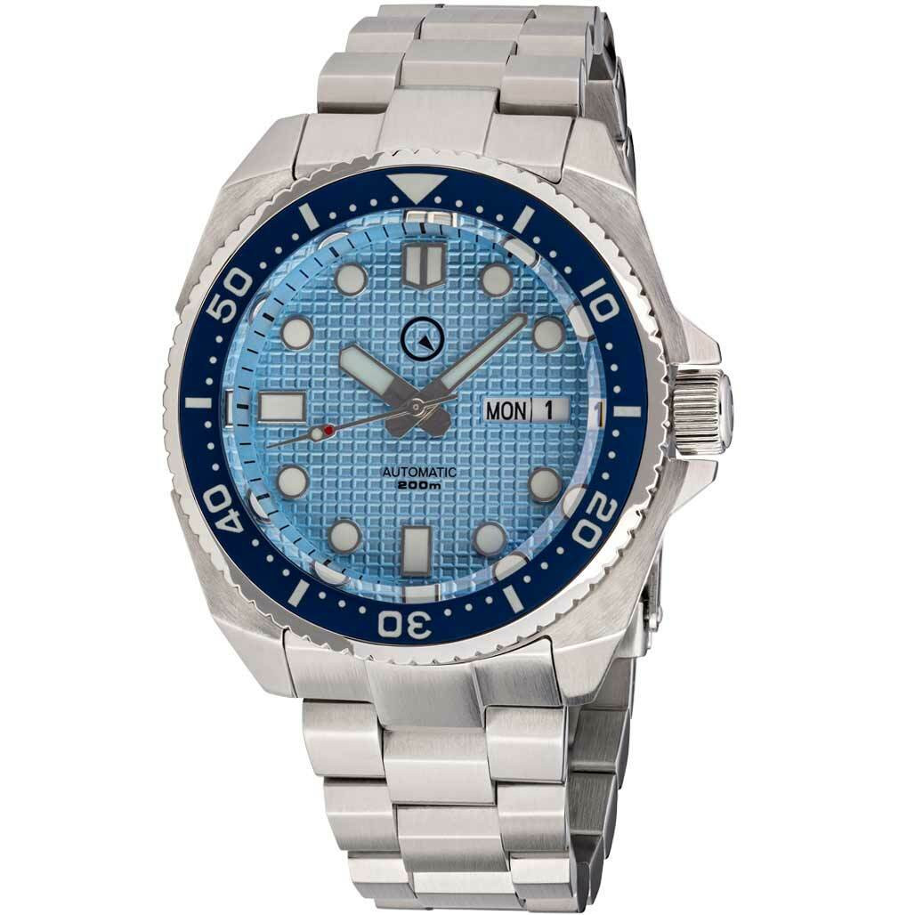 Islander Ice Blue Waffle Dial Automatic Dive Watch with AR DD Sapphire Crystal, and Luminous Ceramic Bezel Insert #ISL-67 selected view
