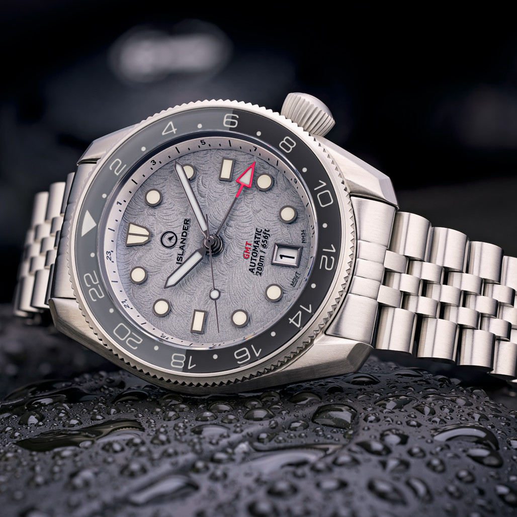 Islander JFK Automatic GMT Watch with Grey Cloud Dial and Dual Color Bezel #ISL-208 thumbnail 2