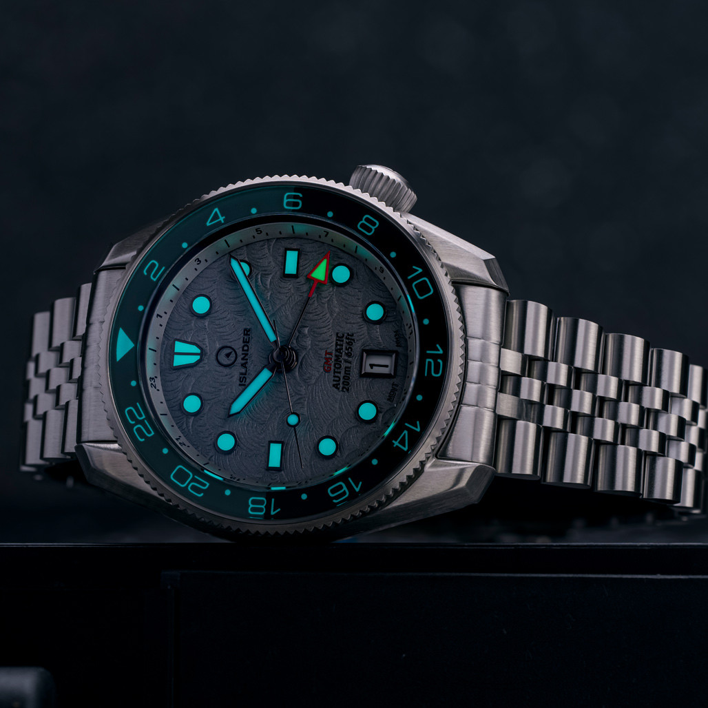 Islander JFK Automatic GMT Watch with Grey Cloud Dial and Dual Color Bezel #ISL-208 thumbnail 4