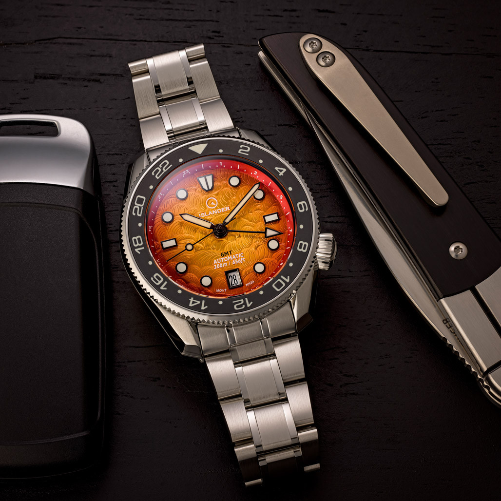 Islander JFK Automatic GMT Watch with Sunset Orange Dial #ISL-356 thumbnail 2