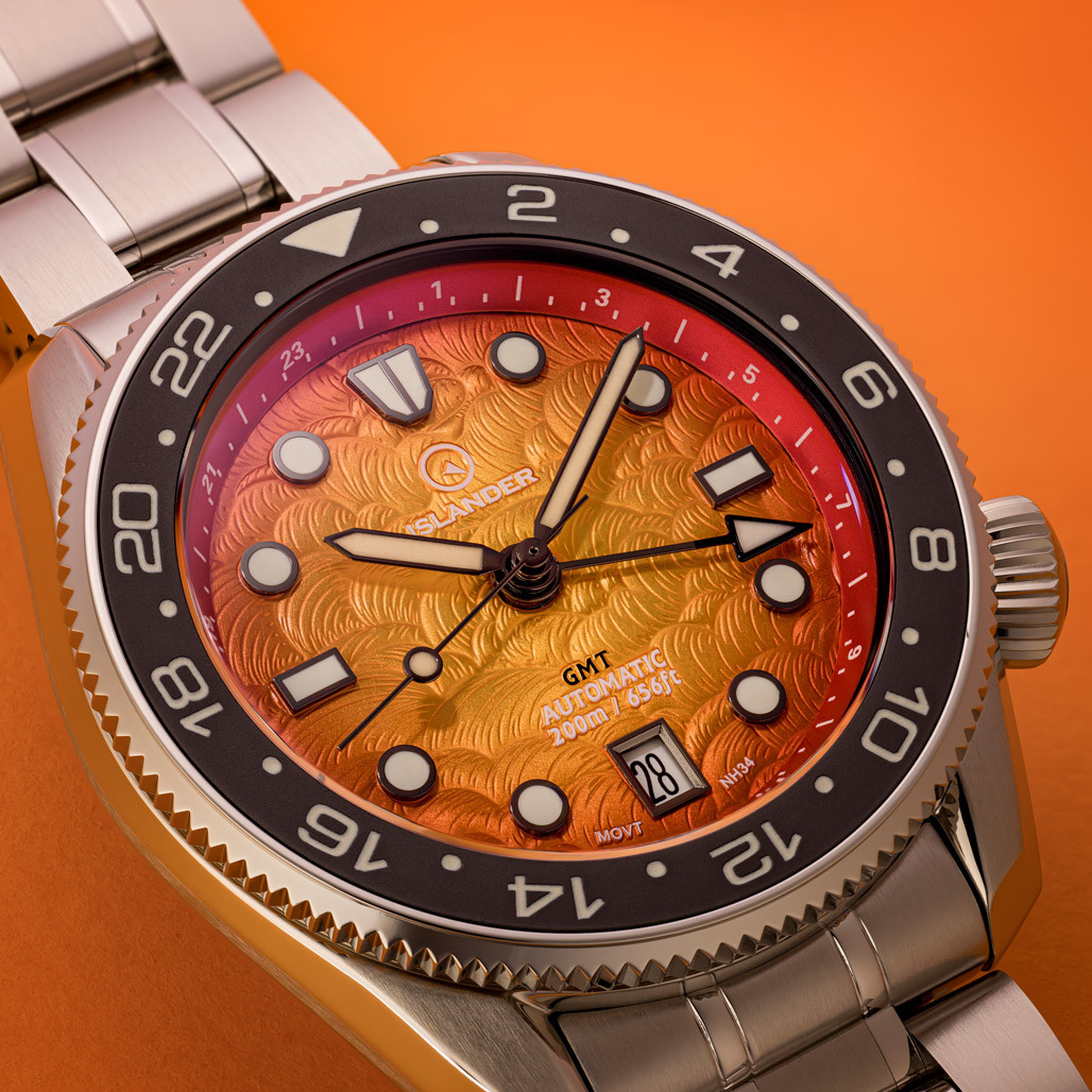 Islander JFK Automatic GMT Watch with Sunset Orange Dial #ISL-356 thumbnail 4
