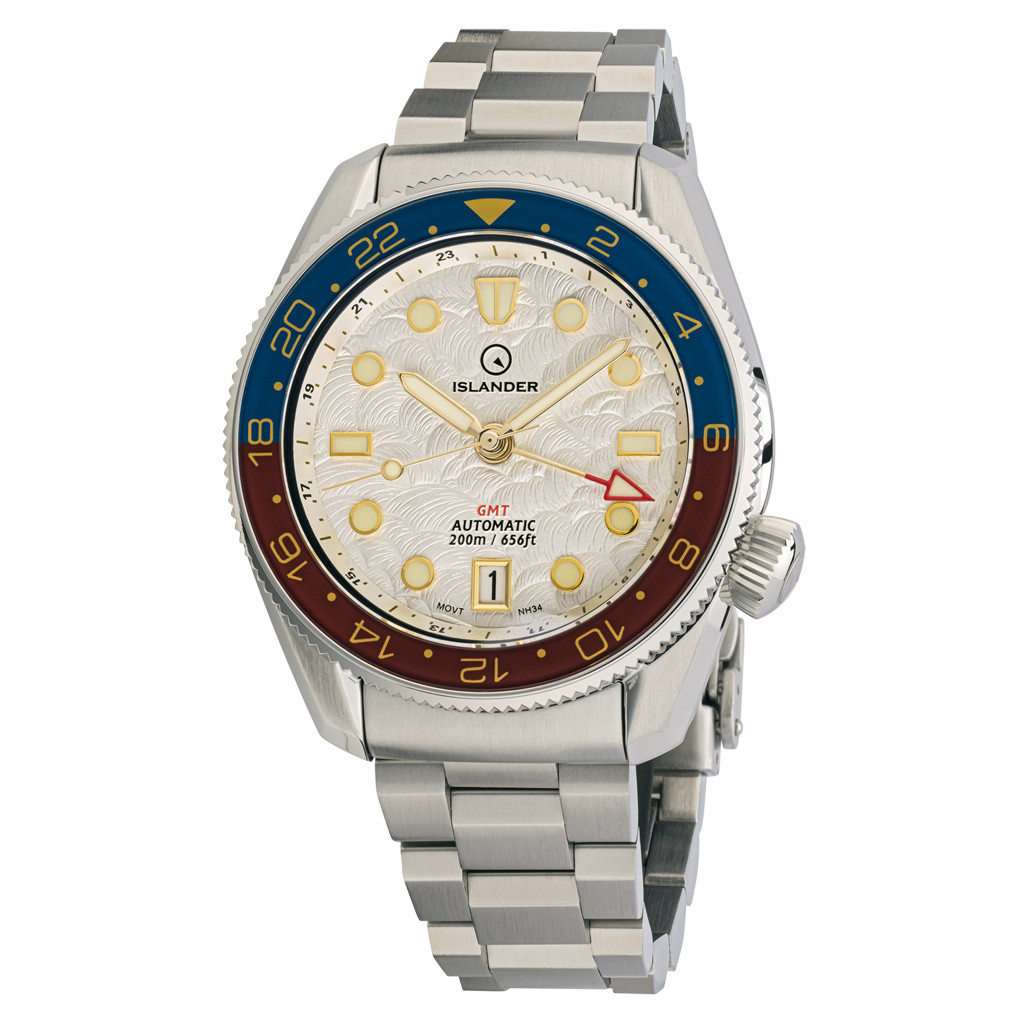 Islander JFK Automatic GMT Watch with White Cloud Dial and Pepsi Bezel #ISL-206 selected view