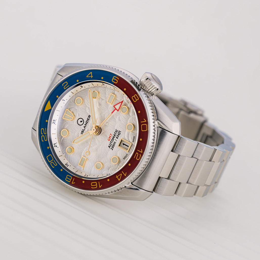 Islander JFK Automatic GMT Watch with White Cloud Dial and Pepsi Bezel #ISL-206 thumbnail 2
